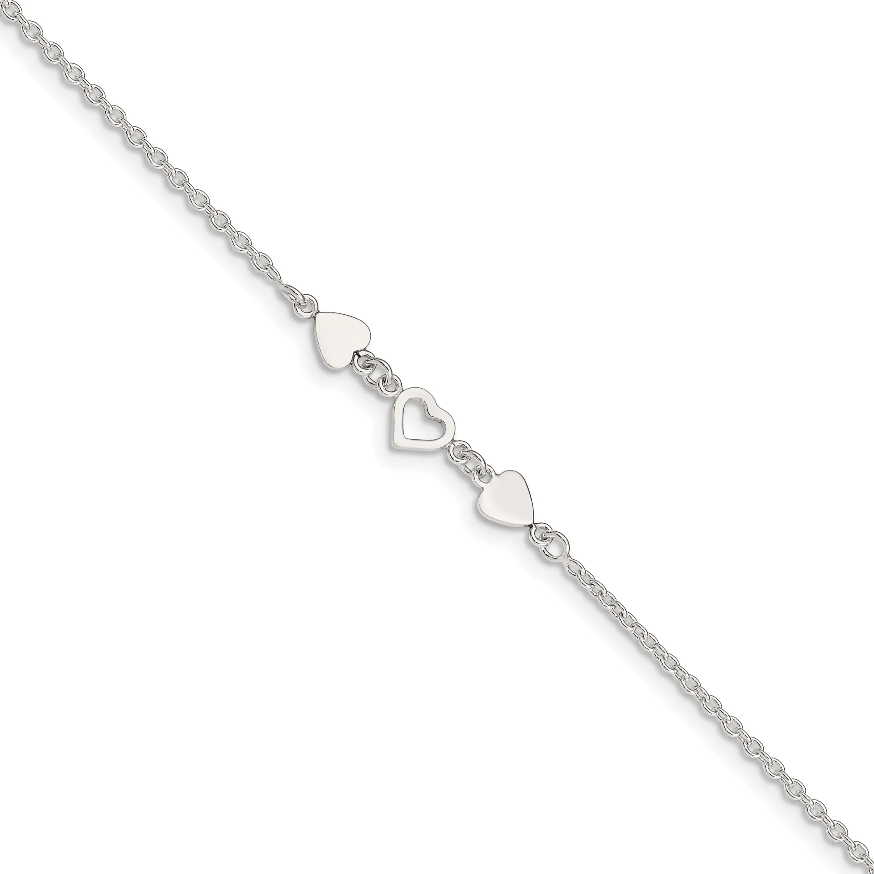 Sterling Silver Heart Link Anklet