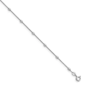 Sterling Silver Polished Beaded Anklet