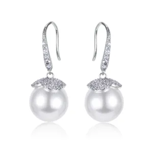 Tammy 11mm Pearl Drop CZ Dangle Earings