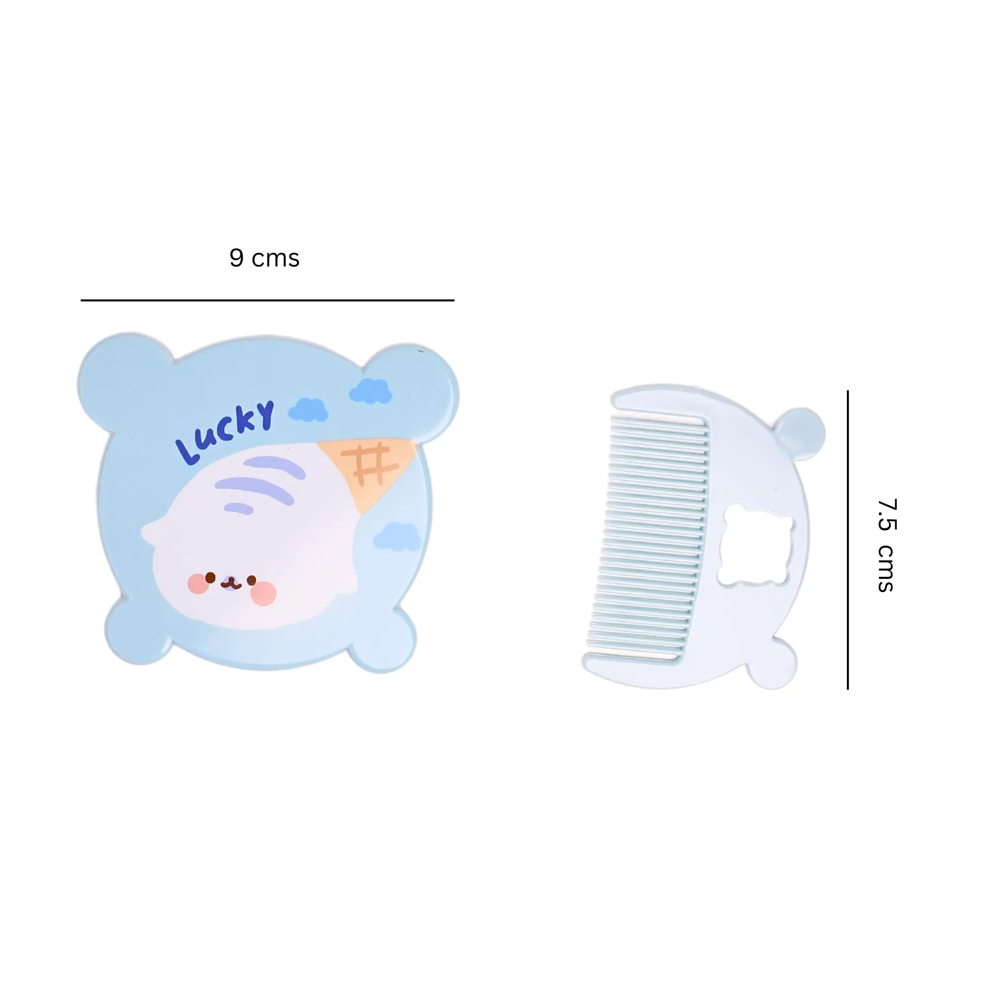 THE LITTLE LOOKERS Comb and Mirror Set with Soft Bristles and Rounded Tips for Baby’s Sensitive Skin/Hair Care | Grooming Accessories | Comb Set for Newborns/Babies/Kids/Toddlers-(Round)