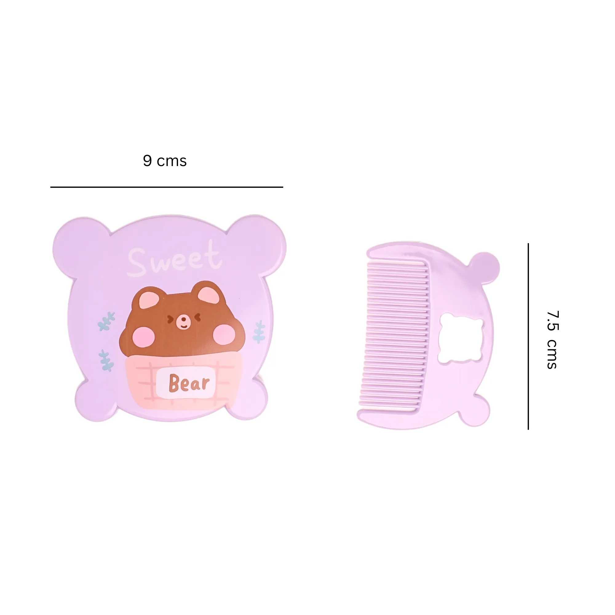 THE LITTLE LOOKERS Comb and Mirror Set with Soft Bristles and Rounded Tips for Baby’s Sensitive Skin/Hair Care | Grooming Accessories | Comb Set for Newborns/Babies/Kids/Toddlers-(Round)