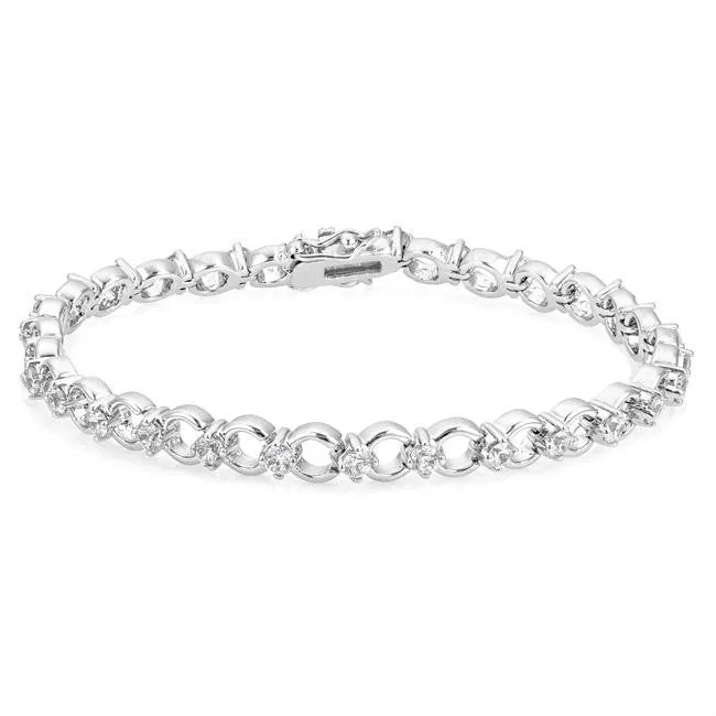 Trixie Alternating CZ Circles Fashion Bracelet - 7.25in