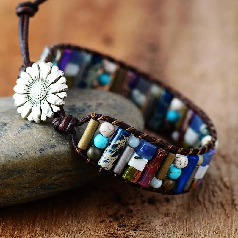 Tube Shape Natural Stone Women Bracelet