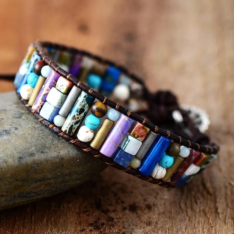 Tube Shape Natural Stone Women Bracelet