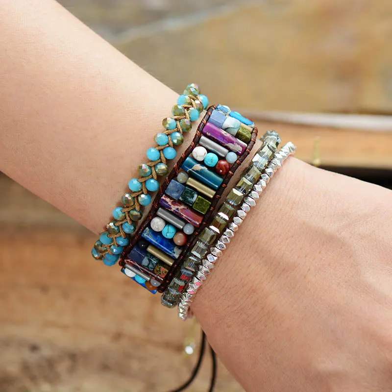 Tube Shape Natural Stone Women Bracelet