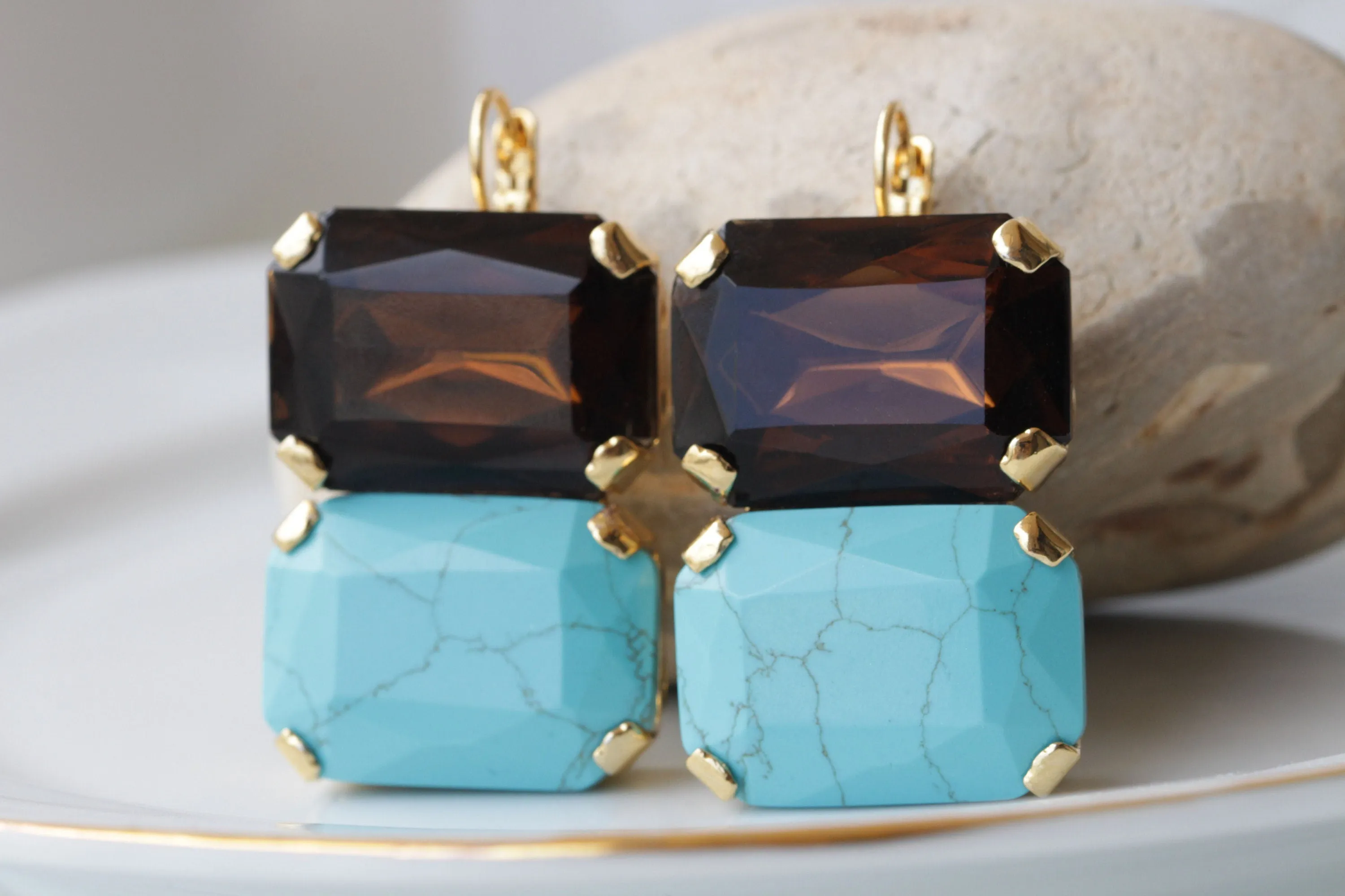 TURQUOISE BROWN EARRINGS