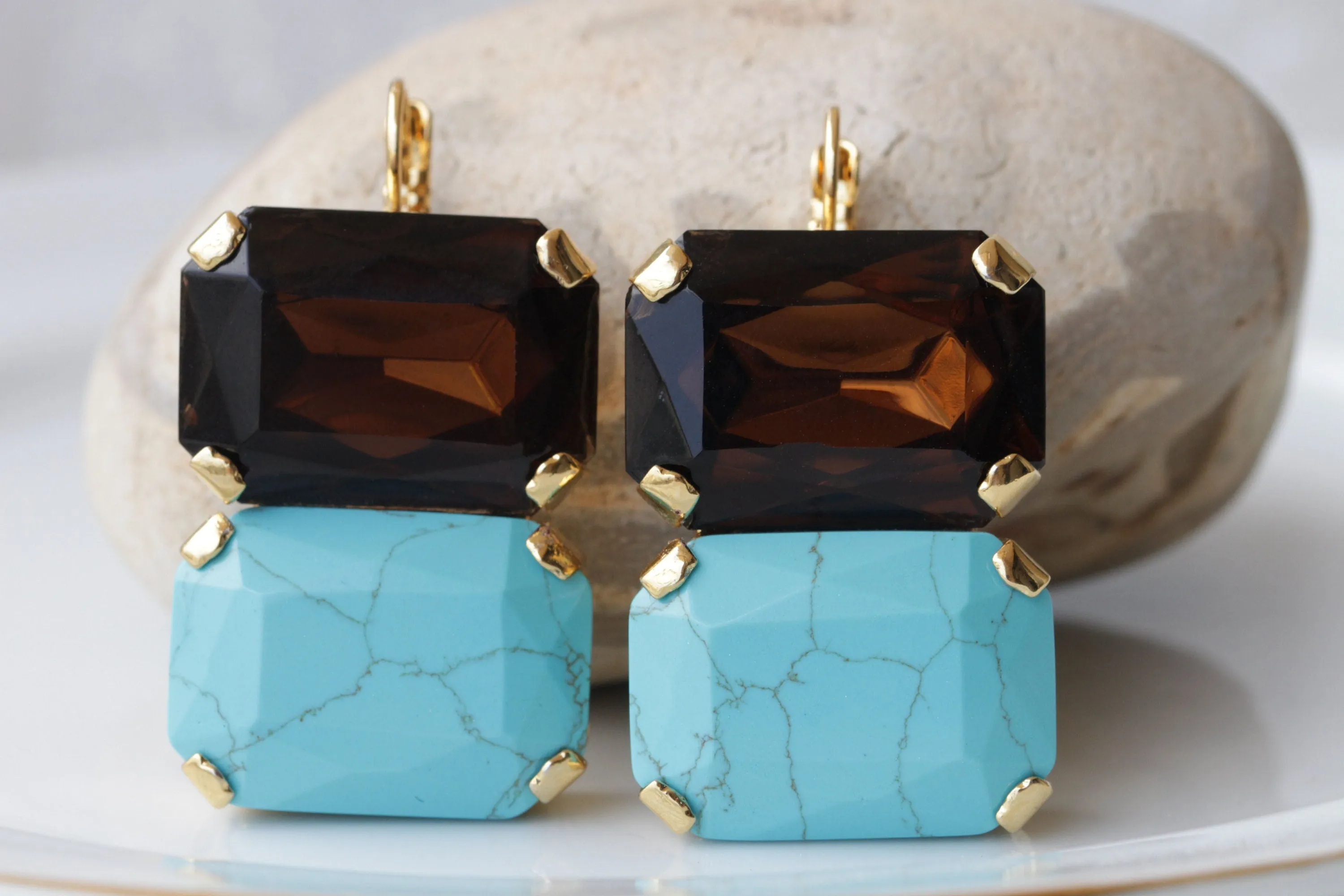 TURQUOISE BROWN EARRINGS