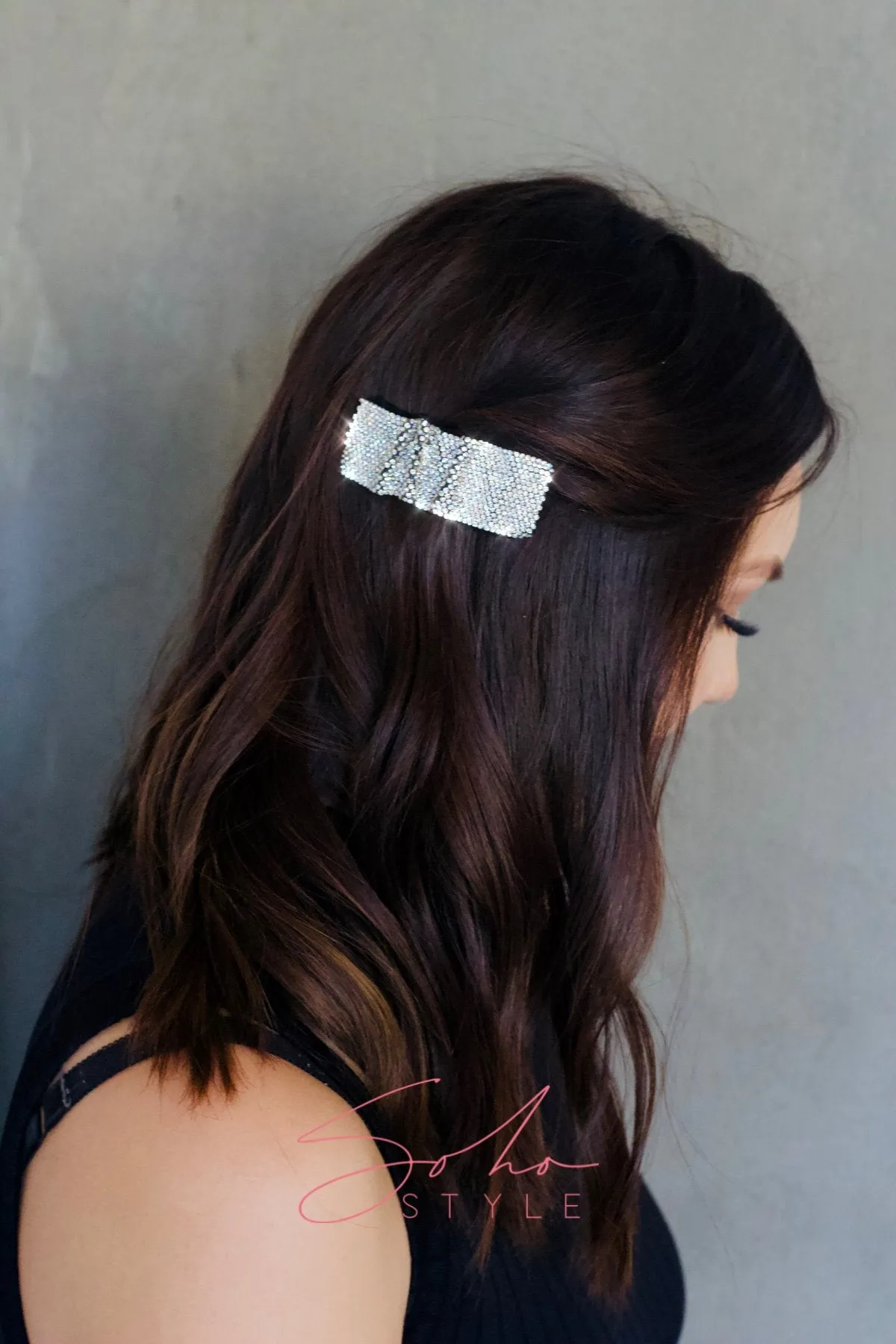 Unbreakable crystal cloth barrette