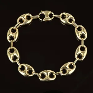 Vintage 14K Gold Gucci Puffy Mariner Link Bracelet, 9.5 in