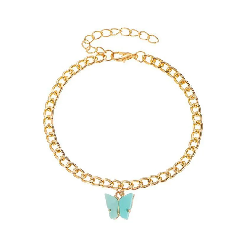 Women Anklet Fashion Butterfly Decor Ankle Charm Bracelet Beach Anklet Ankle Chain Jewelry