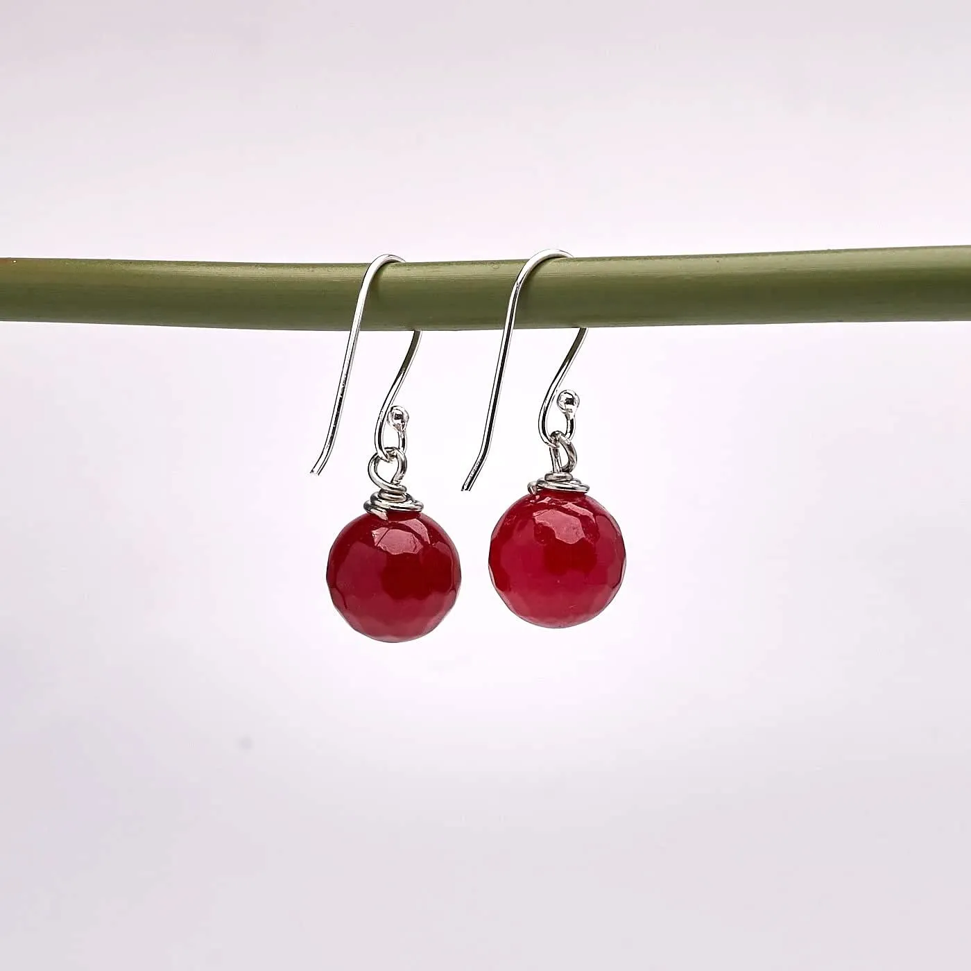 Women's Handmade Natural Deep Rose Agate Dangle Drop Earrings