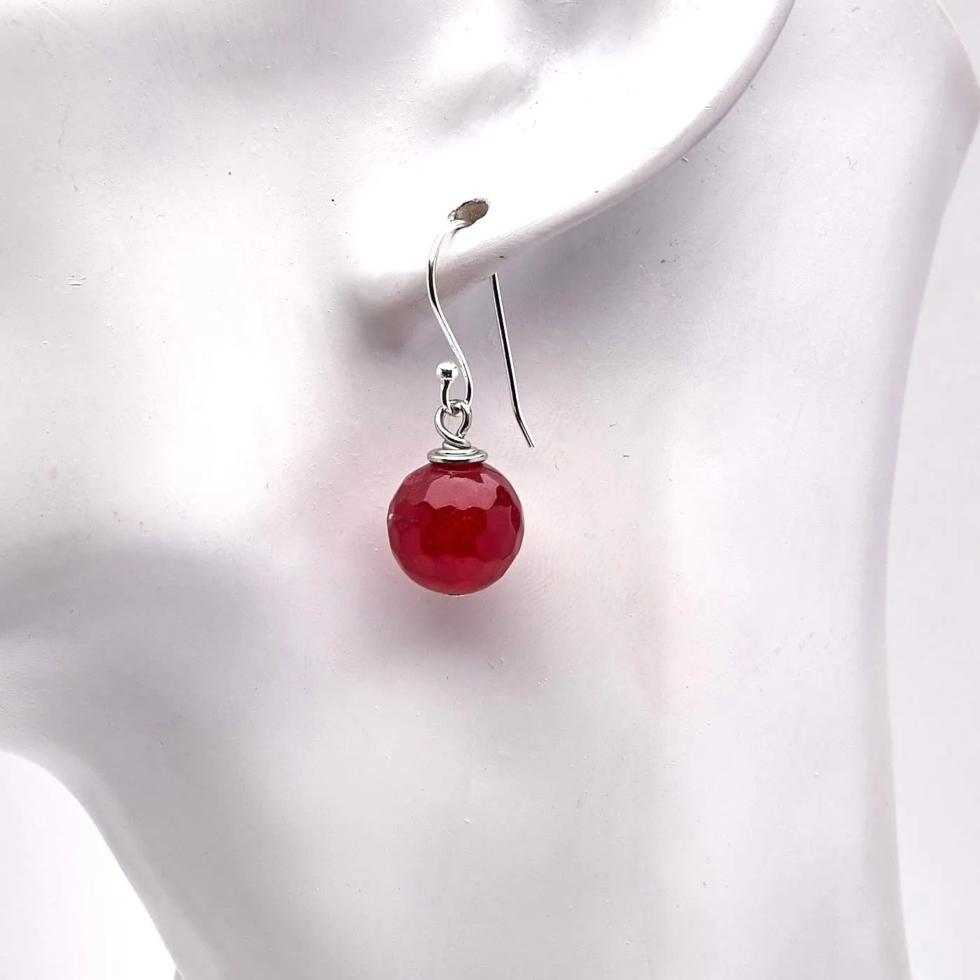 Women's Handmade Natural Deep Rose Agate Dangle Drop Earrings