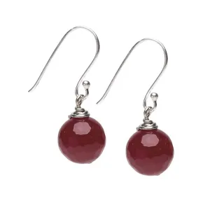 Women's Handmade Natural Deep Rose Agate Dangle Drop Earrings