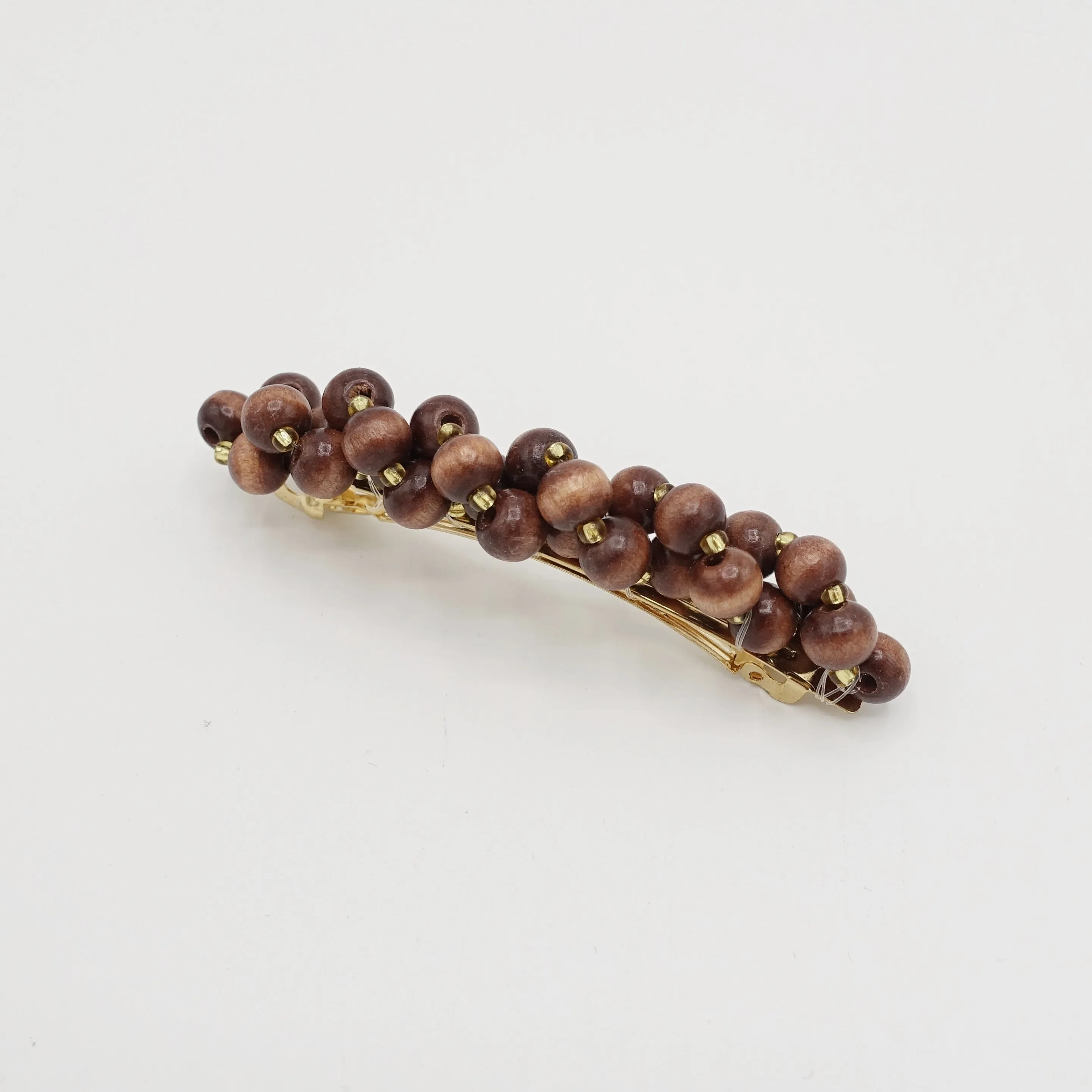 wood ball hair barrette