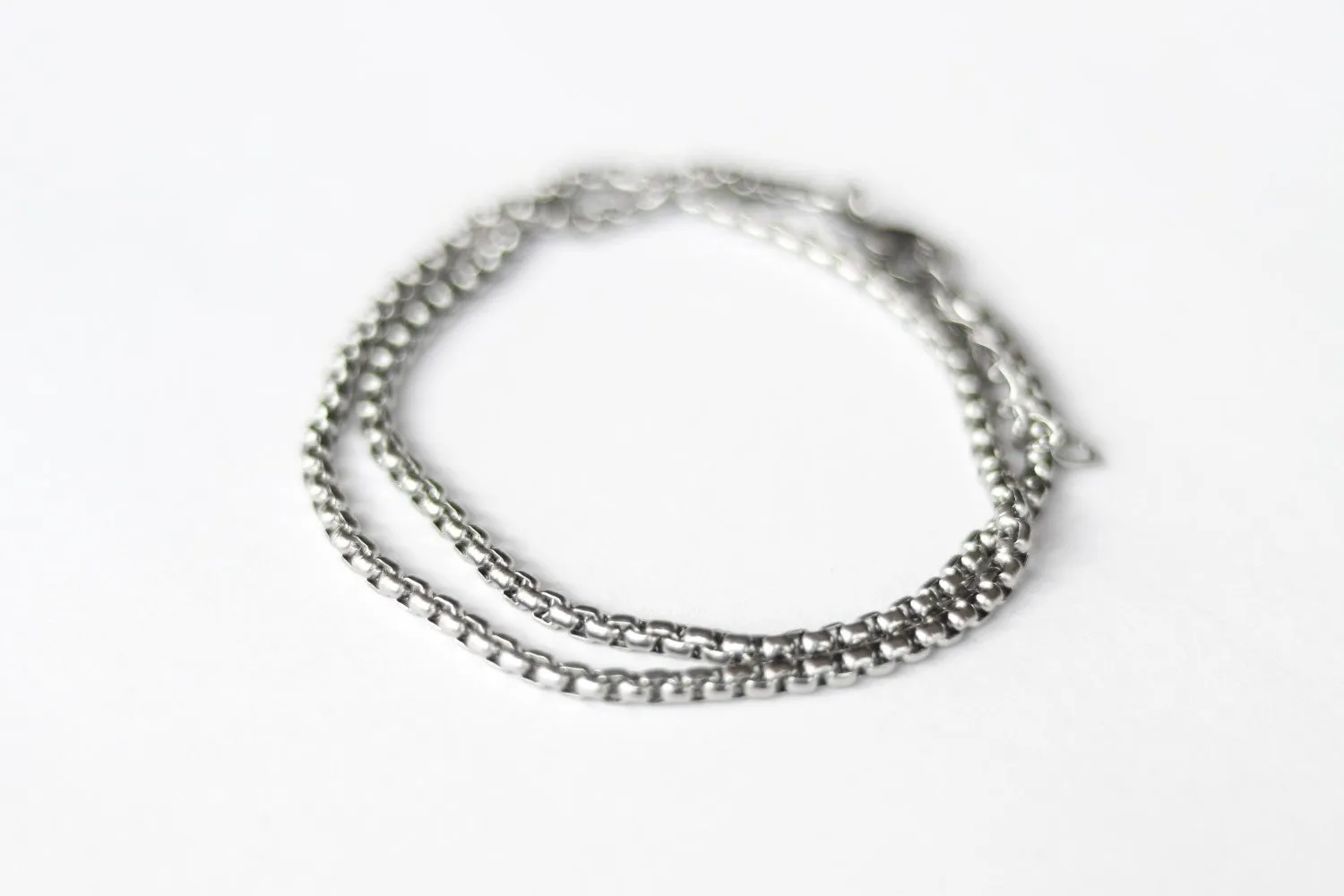 Wrapped chain bracelet for men, silver Rolo cable chain, waterproof, gift for him, mens jewelry, minimalist jewelry, fathers day, box chain