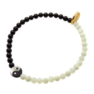 Yin Yang Charm Gemstone Duo Bracelet